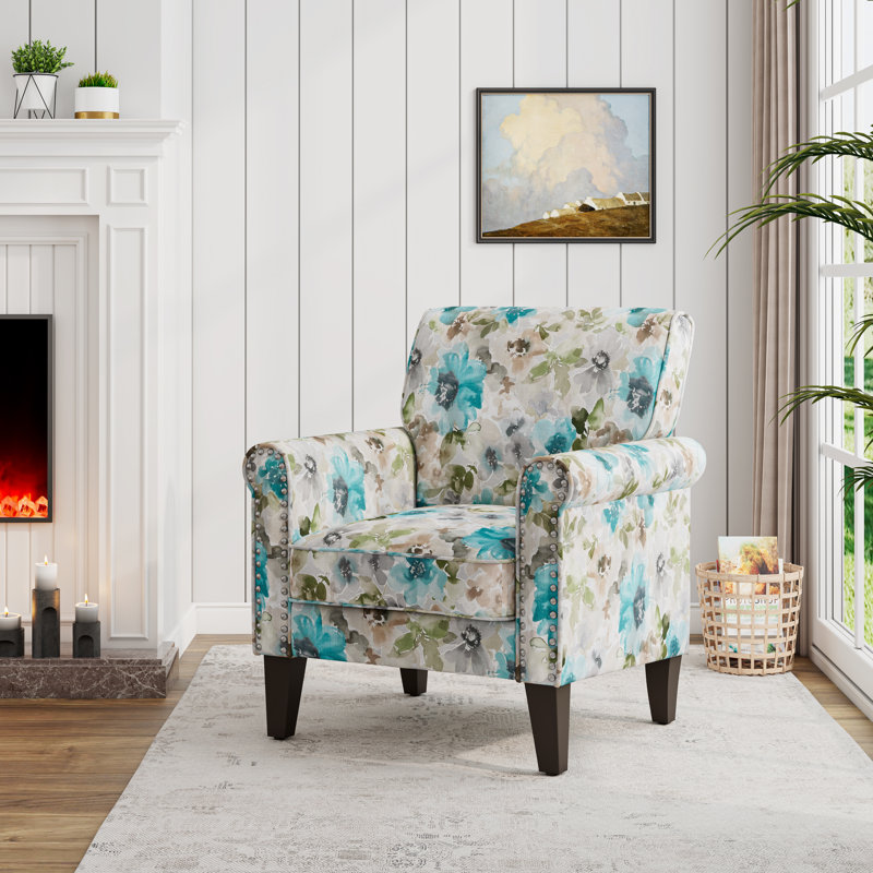 Fauteuil de 33,5 po Kyhl CAL117, Bleu / polyester gris