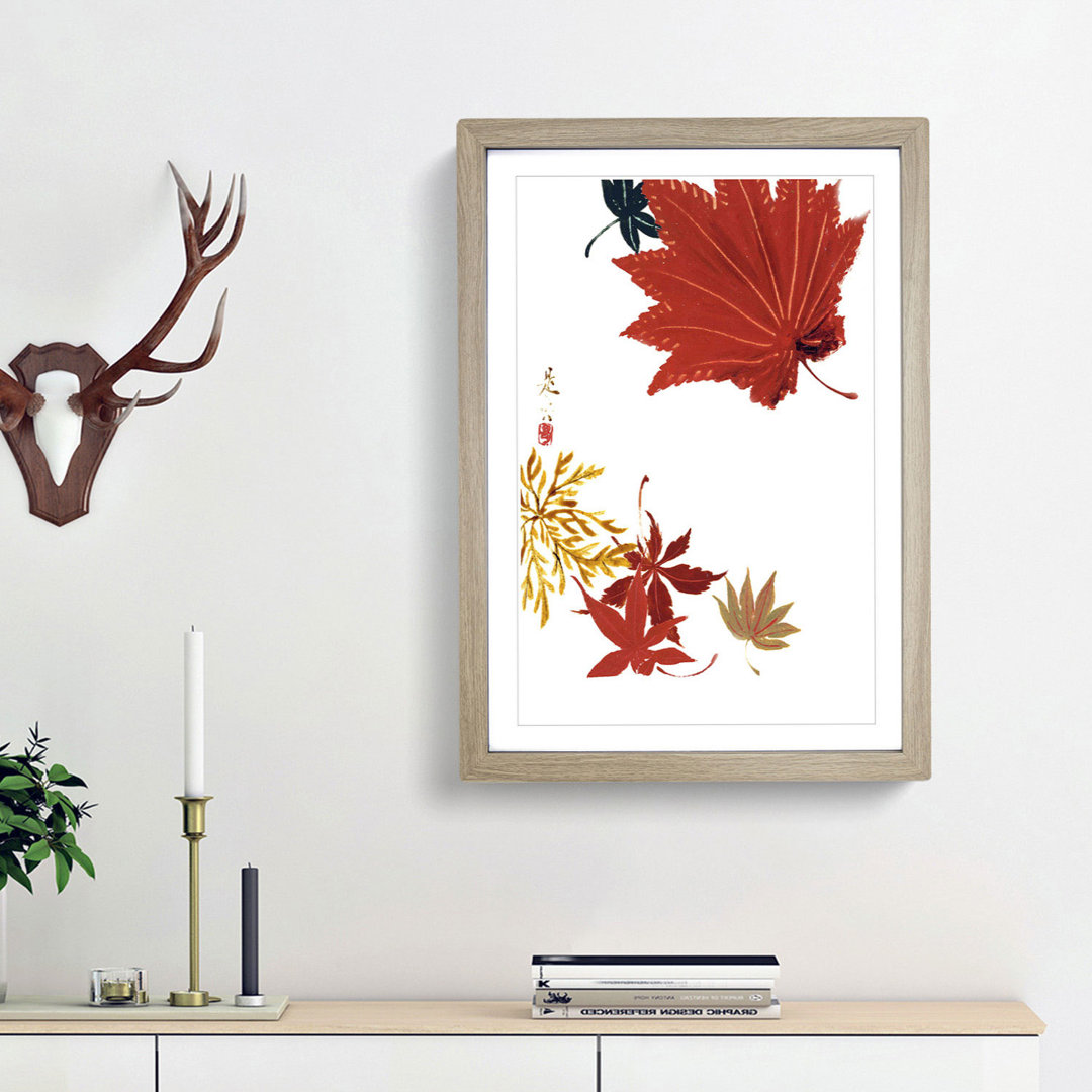Maple Leaves by Shibata Zeshin - Framed Print
