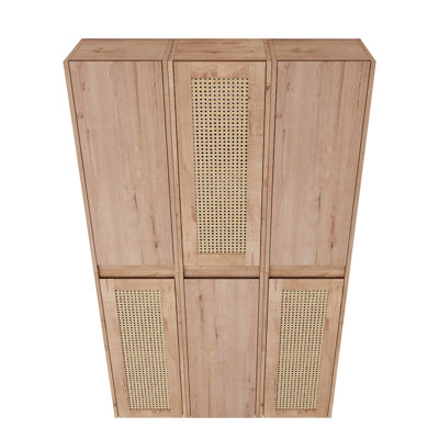 Armoire de salle de bain 36 po, 6 portes, fixation murale latérale élégante, fermeture en douceur