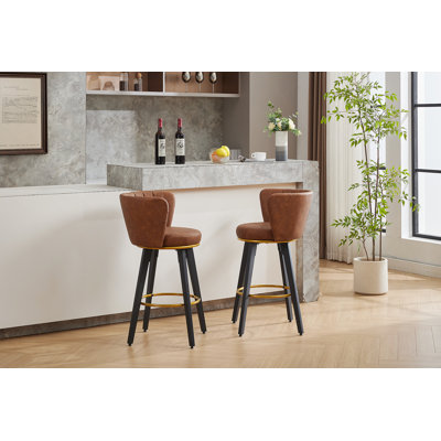 Ensemble de deux tabourets de bar à hauteur de comptoir avec pivot à 360 °, sièges rembourrés, dossiers, pieds en métal et repose-pieds pour les bars et les îlots de cuisine