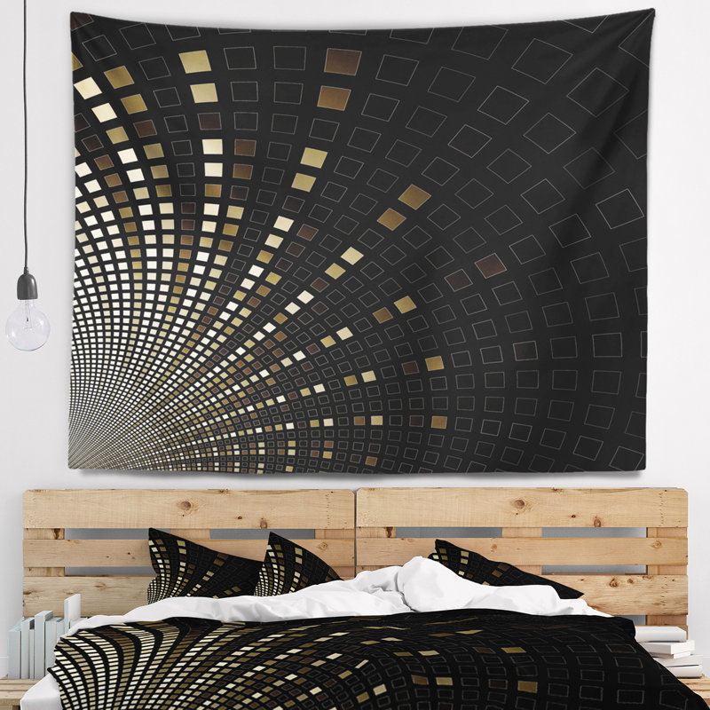 Mosaïque de pixels carrés abstraits sur tapisserie, H 68 po x l 80 po