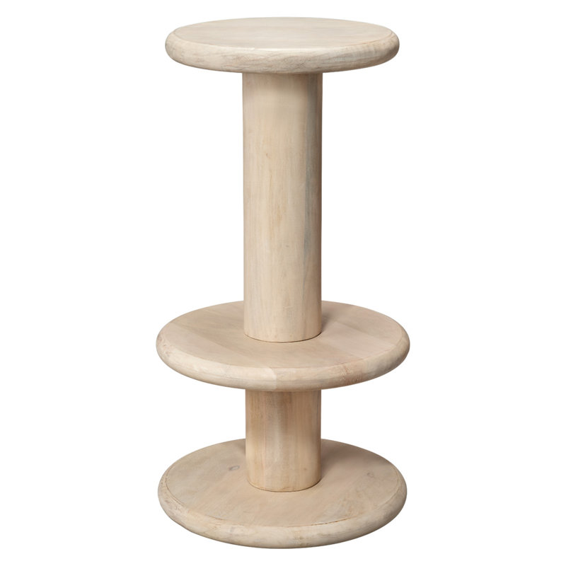 Tabouret de bar Rye Mango Wood, blanc cassé, Blanc délavé, Bar Stool (30" Seat Height)