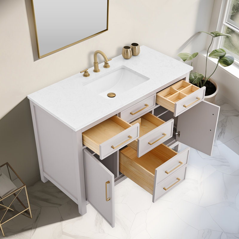 Wenniah 48" Single Vanity, Taupe/Brushed Bronze