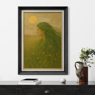 «Dream Ones», profil vert, pré, scène de soleil, impression sur toile encadrée