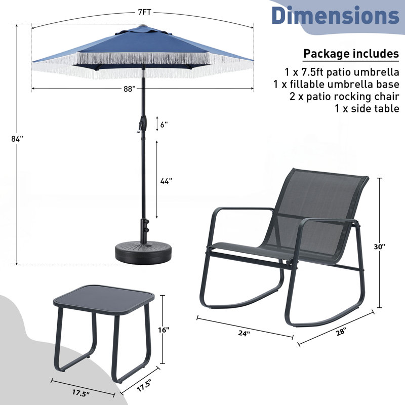 Ensemble bistro 4 pièces avec parasol