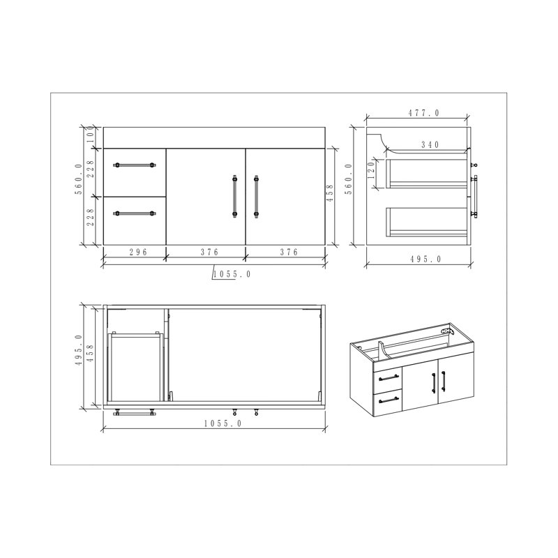 Ensemble de meuble-lavabo simple 42 po, Blanc ultrabrillant