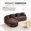 Canapé modulaire en L en éponge à compression complète avec méridienne incurvée, canapé modulaire brun en chenille, haute densité 30D pour le salon en appartement 900 lb-118043817