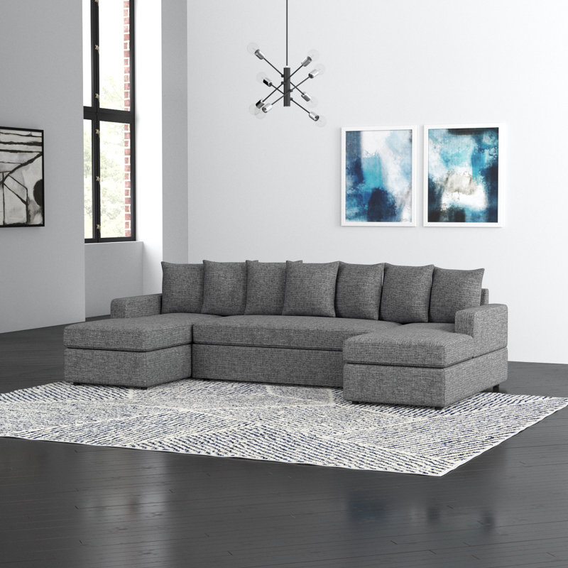 Bernat 3 - Piece Upholstered Sectional, Gray Linen Blend