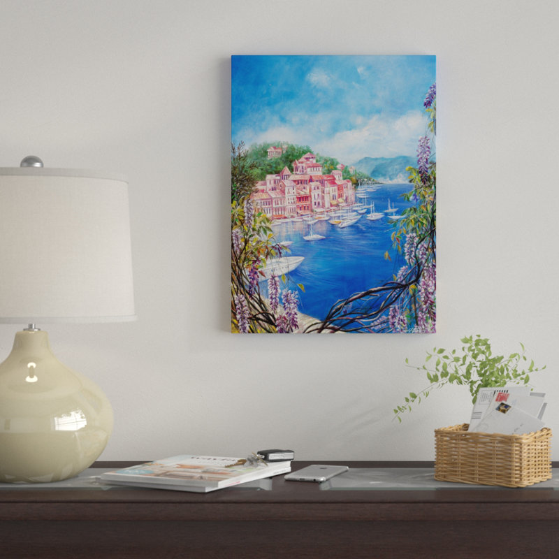 « méditerranéen town iii », reproduction sur toile tendue, H 19 po x l 14 po