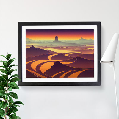 Art Deco Sunset Landscape - Single Picture Frame Print