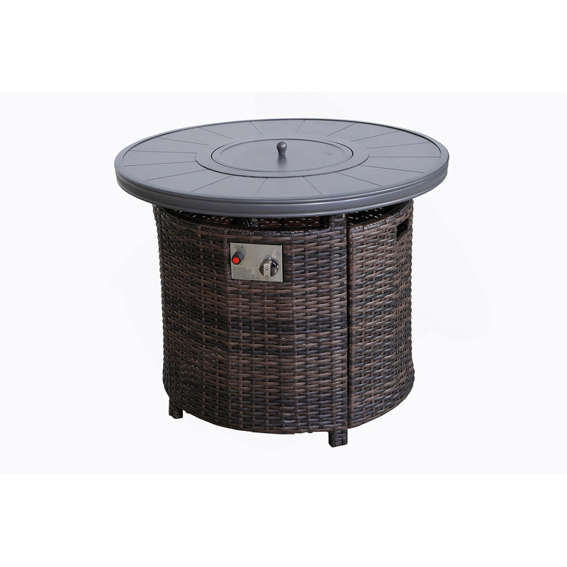 Table de foyer d'extérieur en aluminium 25 po x l 32 po avec couvercle, Espresso