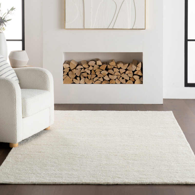 Ramsey Ivory Hand Knotted Wool Rug, Rectangle 8'6" x 11'6"