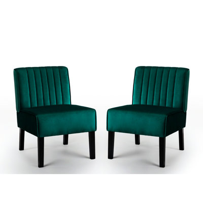 Fauteuil d'appoint en velours de style Mid-Century moderne avec 2 pieds en bois massif pour la chambre à coucher et le salon