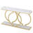 55.11" Modern White & Gold Faux Marble Console Table For Entryway Sofa Table, Entrance, Living Room-347190587-347190584