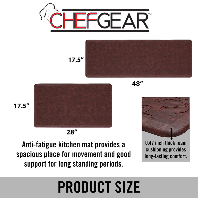 Marni Red Embossed Anti-Fatigue Kitchen Mat Set