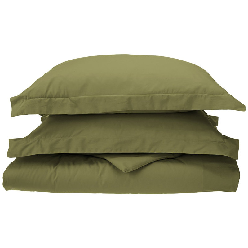 Sage Green Cotton Twin Duvet Cover Set with Sham