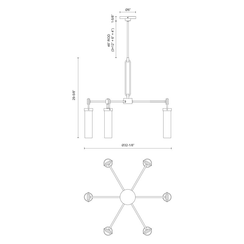 Wynwood 6 - Light Chandelier, Urban Bronze