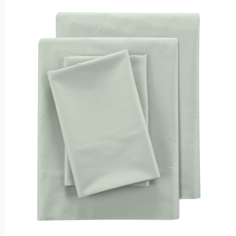 Clean Design Home 400 Thread Count Satin Anti-Allergen Sheet Set, California King Sheet Set with 2 Pillowcases, Green