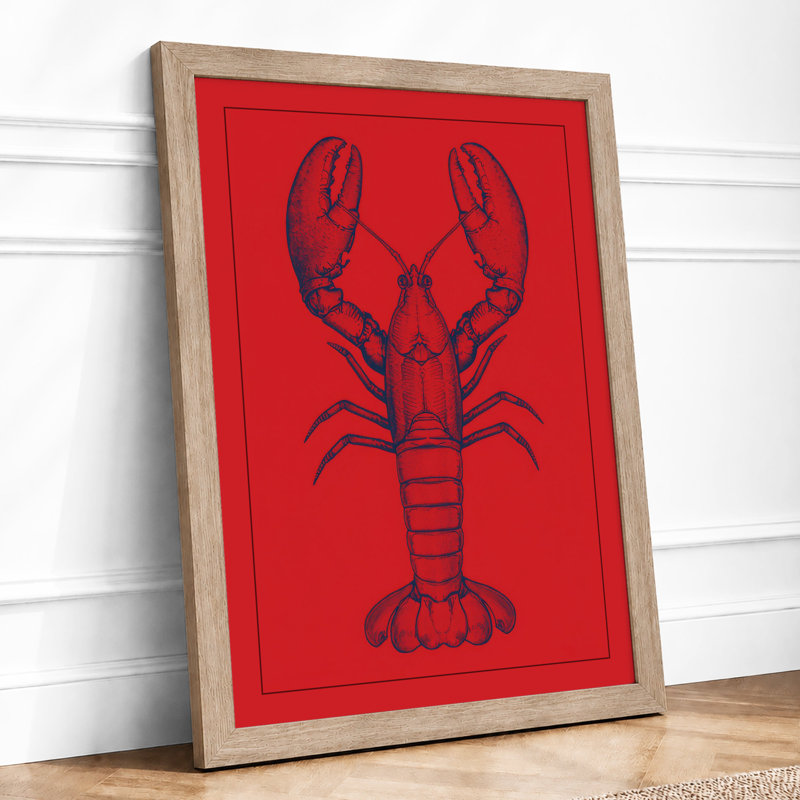 Lobster Study Botanical - Framed Print, Oak, A4 - 29.7 x 21.0 cm