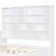 Lit de jour double en bois avec trois tiroirs, bureau, tablettes et lumières, blanc-960160791