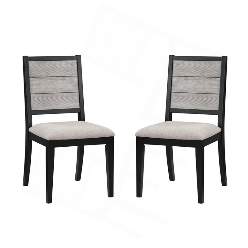 Ensemble de 2 chaises de salle à manger avec siège rembourré, gris et noir