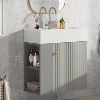 Wall-Mounted Bathroom Vanity Unit with Basin