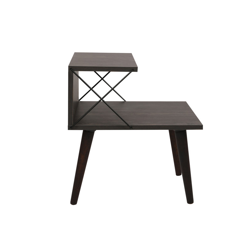 Modern Nightstand with Beech Legs, Dark Brown, 19.7 x 21.7 x 15.7 inches | 100% Melamine Coated Particle Board, Thickness: 0.7 inches | Features Multiple Shelves, Perfect for Stylish Bedroom Storage & Organization