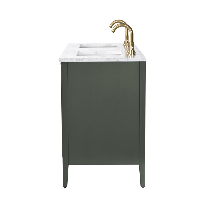 Emma 54" W Double Vanity, Vintage Green/Brushed Bronze