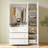 Wardrobe Closet with Drawers and Mirror, Armoire with Hanging Rod for Bedroom-1880999857