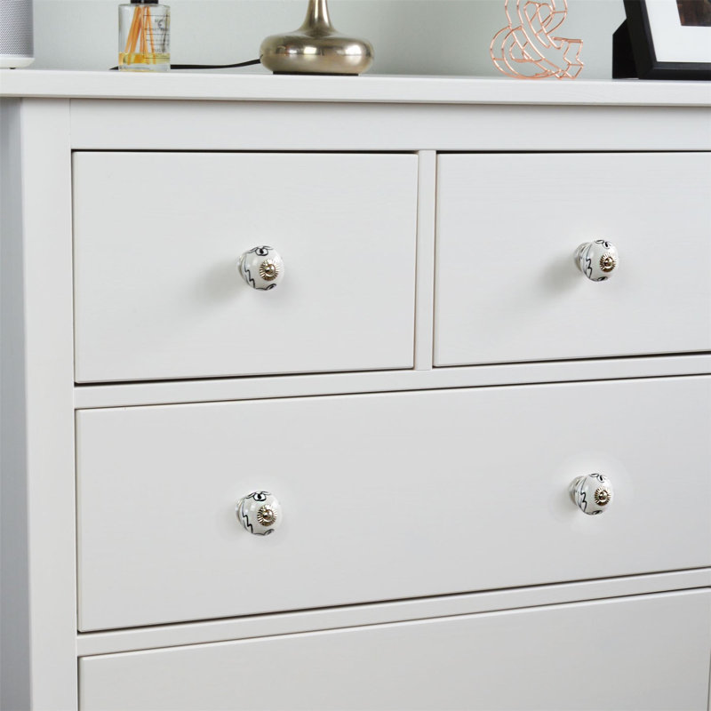 Nicola Spring - Round Ceramic Cabinet Knobs - Black Flower