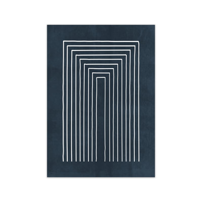 Lino Style Blue Geometric Lines - Print