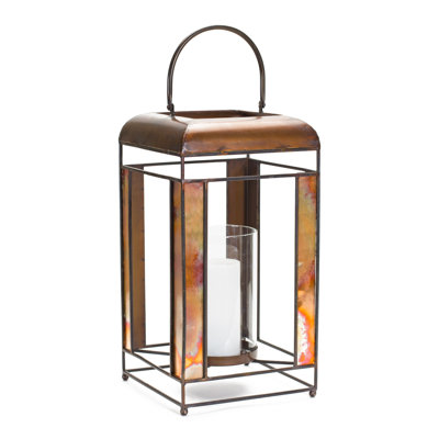 Lanterne de table en verre et fer