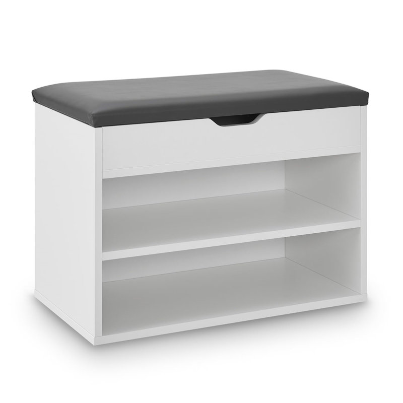 Faux Leather Upholstered Storage Bench, White