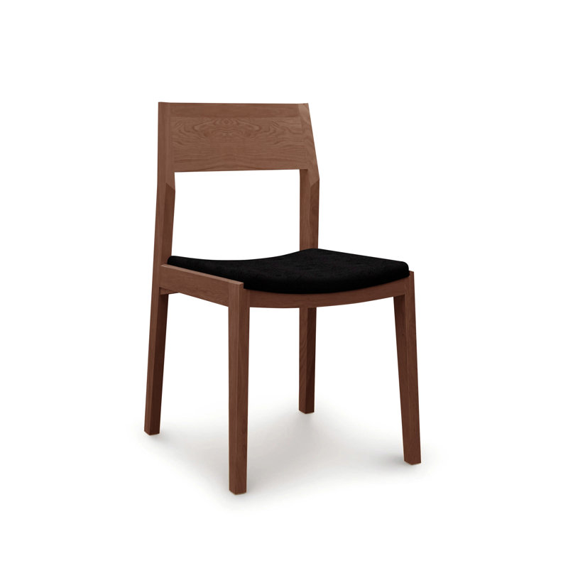 Chaise d'appoint en microsuède Iso, Micro suède onyx, Noyer naturel