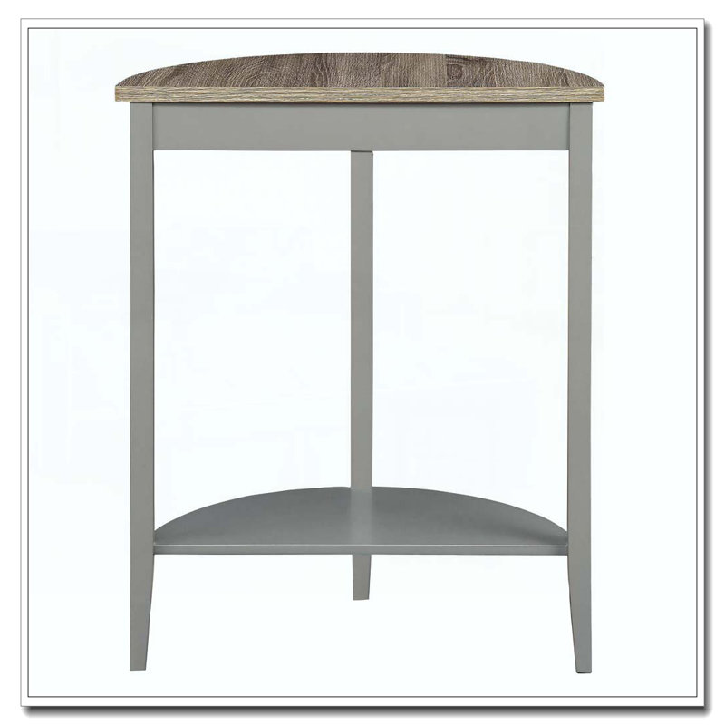 Grey Oak and Grey Half Moon Console Table with Bottom Shelf