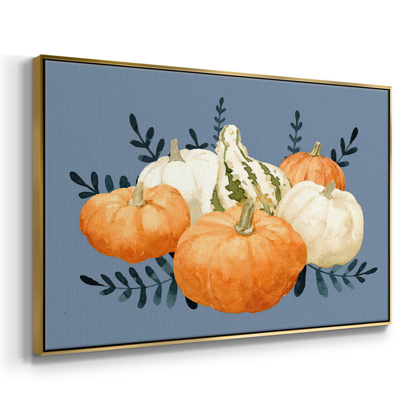 Autumn Orange & Blues II, reproduction d'art sur toile, Encadrement doré, H 17 po x l 25 po x P 2 po