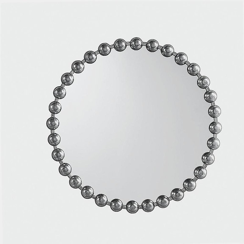 Miroir mural perlé 27 po, 27 po x 27 po, Argent