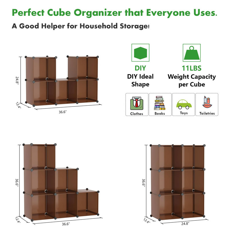 6-Cube Storage Organizer, Durable Modular Bookshelf For Living Room, Bedroom, Or Office, Self-Assembly Display Shelf With Large Capacity