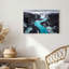 Turquoise River Through Dark Rocky Canyon And Waterfalls Canvas Wall Art-133551014