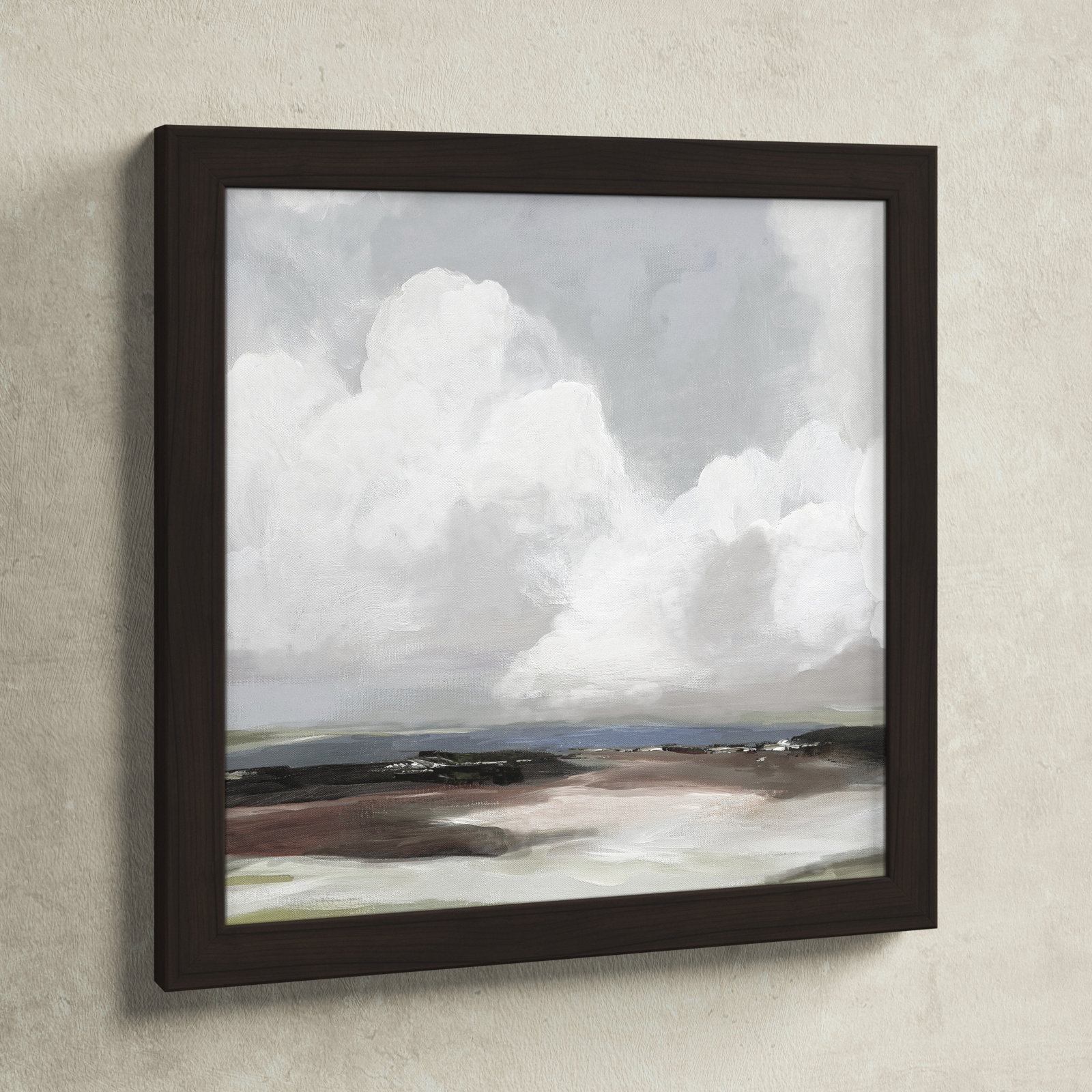Avron "Morning Air" Painting, 18" H x 18" W x 1.12" D, Walnut Framed