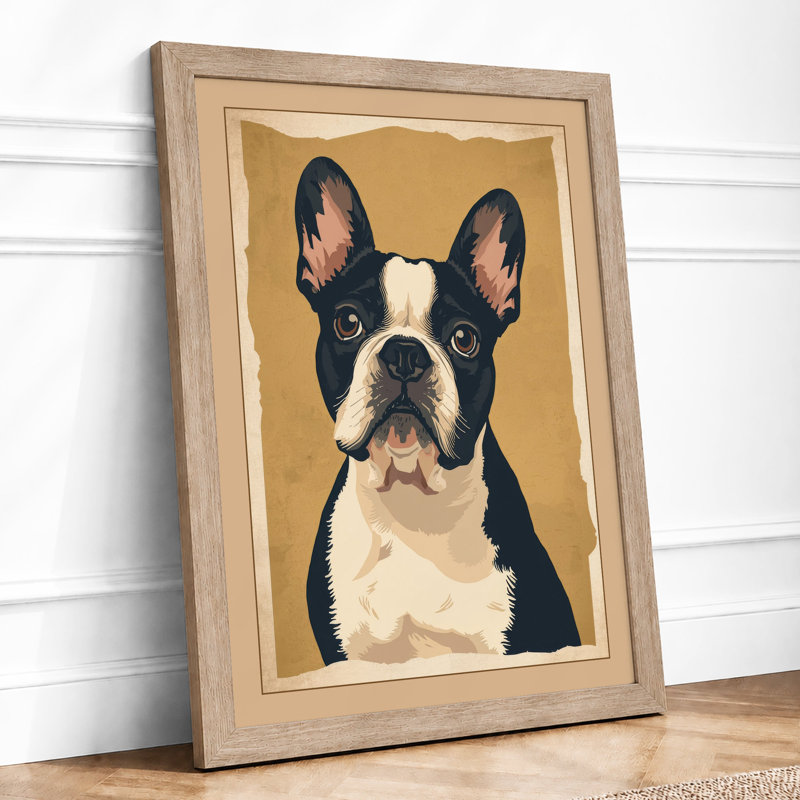 Bold Boston Terrier Modern - Framed Print, A1 - 84.1 x 59.4 cm, Oak