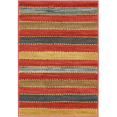 Tapis à motif rayé rouge Frederica