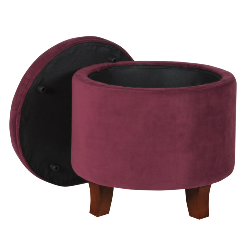 Repose-pieds capitonné rond avec rangement de 19 po Paymar, Merlot intense