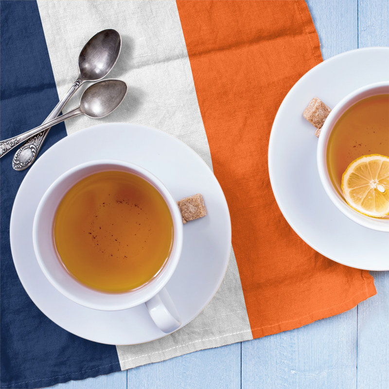 Stripe Tea Towel Kitchen Towel, Poly Twill, Navy Blue/White/Orange Baseball
