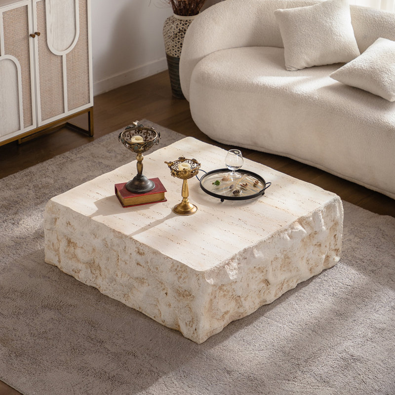 Table basse Canapé rétro en fausse pierre Tables basses pré-modernes Table basse beige pour salon Bureau