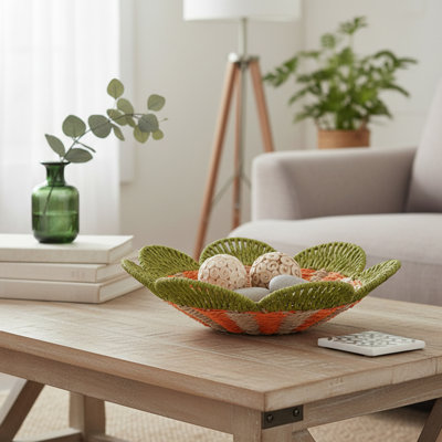 Haight Paper Rope Scallop Edge Bowl Green/Orange
