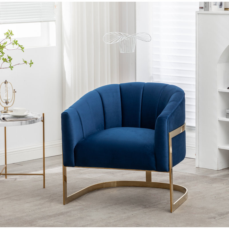 Fauteuil demi-tonneau Tellico, Bleu velours