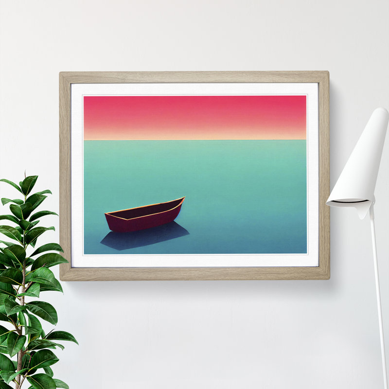 XH1022-6064X Modern Boat Vol.1 - Single Picture Frame Print, 25cm H x 34cm W x 2cm D, Oak