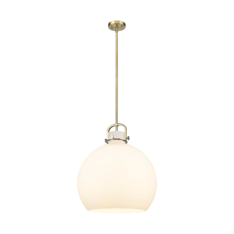 Luminaire suspendu à 1 tige Sligo, H 20,5 po x l 18 po x P 18 po, Blanc, Laiton brossé