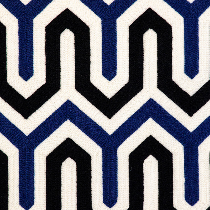 Oreiller à fermeture à glissière en coton bleu et blanc 20 po x 20 po